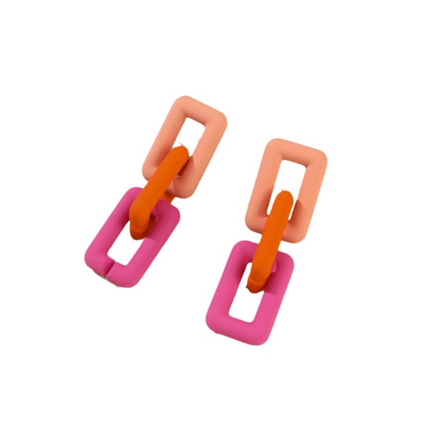 Chunky Acrylic Link Earrings Multicolor Thick Rectangle Paperclip Link Chain