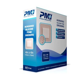 Premier Medical Plus Bordered Silicone Foam Dressing 4x4 Wound Dressing Box/10