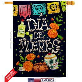 All Souls Day Garden House Flags Kit Falltime of Dead Dia De Los Muertos Fiesta Mexican Party Autumntime Small Decorative Gift Yard Banner Double-Sided Made In USA 28 X 40
