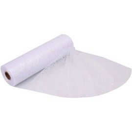 Trimming Shop 11 Inch x 27 Yards Sequin Tulle Fabric Roll Tulle Mesh Fabric for DIY Tutu Skirt, Wedding Decoration, Xmas Tree, Gift Wrap, Christmas Wreath, Party Decoration, White