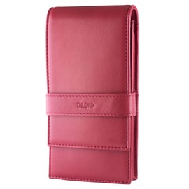 DiLoro Leather Quad Pen Case Pencil Pouch Holder for Four Fountain Ballpoint Rollerball Pens and Pencils (Nappa Red)