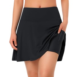 Women Cycling Skirts Shorts Padded Bike Shorts Biking Skorts Riding Road Bicycle Pantskirt with Pockets, All Black, X-Large