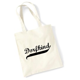 Hellweg Druckerei Jute Bag Dorfkind Vintage Bag Cotton 10 Litres for Real Village Children Gift Idea for Friends and Family, natural