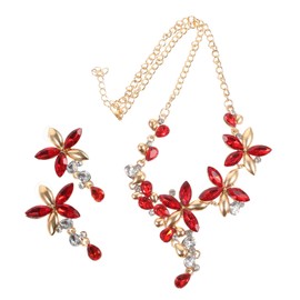 SAFIGLE Sets Elegant Rhinestone Flower Necklace Earring Set for Women Fashion Jewelry Accessories