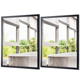 CRUGLA 2 Packs 16x20 Rectangle Wall Mirrors Black Hanging Mirror for Bathroom, Living Room, Bedroom