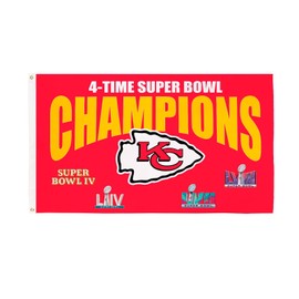 Team Sports America Kansas City Chiefs 4X Super Bowl Champions Flag 3x5 Ft – SB IV LIV LVII LVIII