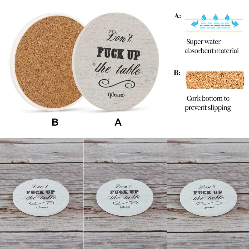 Funny Coasters for Drinks Absorbent with Holder | 6 Pcs