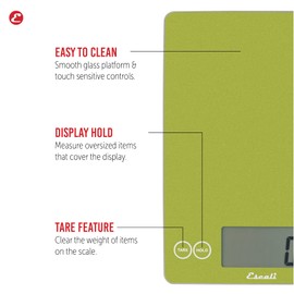 Escali 157SCG Arti Glass Digital Scale, 1 Count, Succulent Green - 9" x 6.5" x .75"