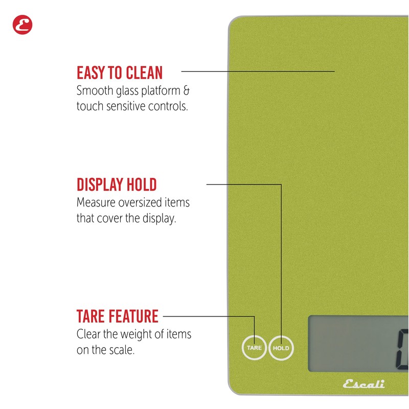 Escali 157SCG Arti Glass Digital Scale, 1 Count, Succulent Green