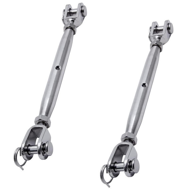 suiwotin 2個 5/16インチ (M8) ターンバックル ステンレススチール ジョーとジョー ターンバックル リギングスクリュー、クローズドボディターンバックルジョー マリングレード用