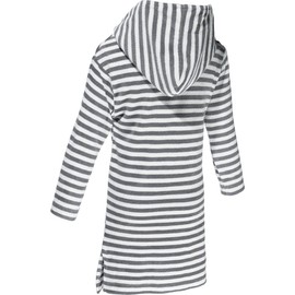 Erwin Müller Children's Poncho Striped Terry Cloth Changing Aid with Hood and Attachment Pocket, Quick-Drying, Absorbent, Light Grey Stripes, Size 110/116