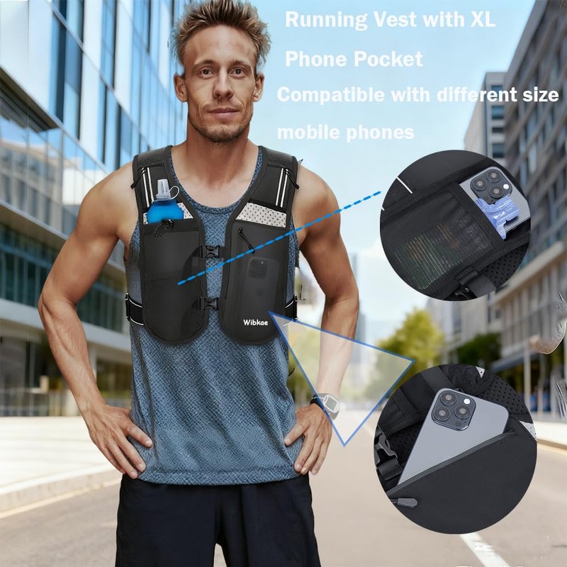 Running Vest for Men Women, Adjustable Hydration Vest with 500ml