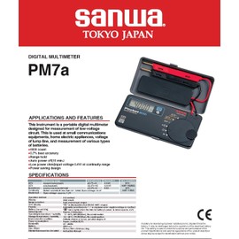 GuliTech Sanwa PM7A Pocket Mini Size Portable Multimeter DMM 4000 Count DC AC with Integrated Protective case Japan quanlity(PM7a)