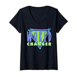 Womens Important Message - WORLD CHANGER 2 V-Neck T-Shirt