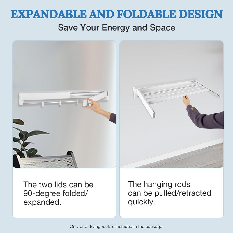 Ringmaster Laundry Drying Rack Collapsible Wall Mounted Hanger Retractable Clothes