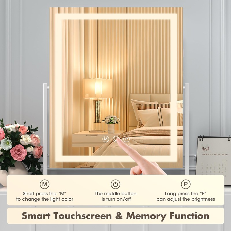 Hasipu Vanity Mirror with Lights, 16" x 20" LED Makeup