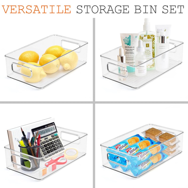 LotFancy Refrigerator Organizer Bins, 4 Pack,10x6x3 in, Clear Plastic Storage