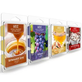 UCC Plant Based Natural Wax Melts, Strong Fragrance, Long Lasting Premium Soy Scented Melts Cubes, Wax Melts Tarts, Colored Wax Melt - 4 Pack
