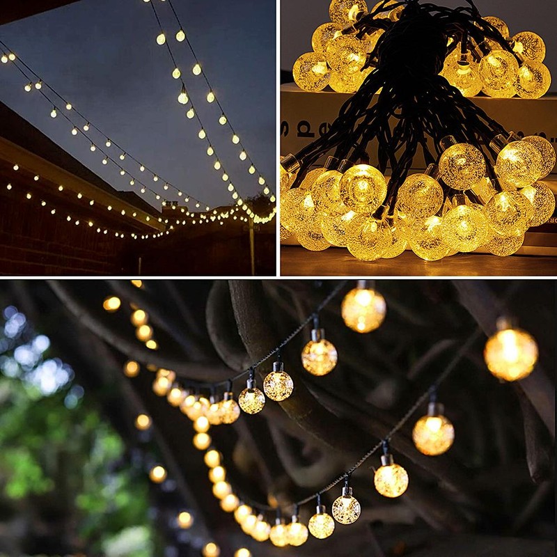 2 Pcs 50 LED 32FT Crystal Globe Solar String Lights