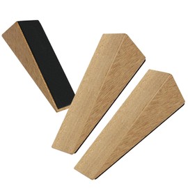 Wooden Door Wedges Stops Indoors 3 Pack Anti-Slip Base Doorstops Holder for Home and Office(Dark Color)