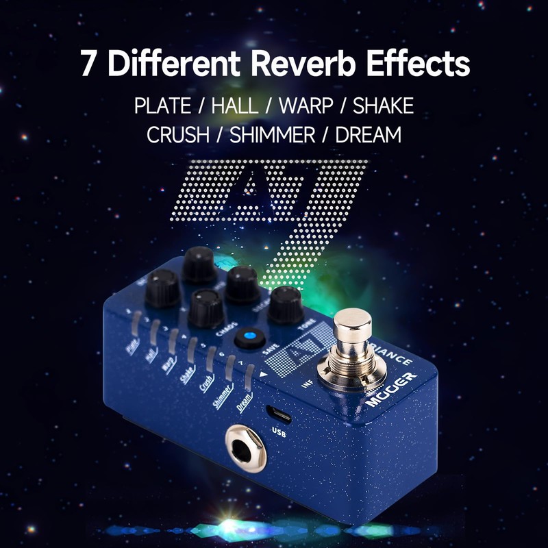 MOOER A7 Ambiance Reverb Guitar Pedal Mini Versatile Pedal with