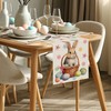 QIONG MENG Easter Table Runner Bunny Eggs Basket Flowers Burlap
