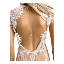 ONDEGO® Elegante Rückenkette mit Zirkonia-Blätter, 23cm, Karabinerverschluss, Silber/Gold/Roségold (Silber)