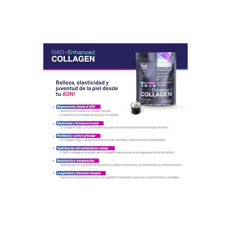 Eternal Nutrition Péptidos Colágeno Hidrolizado Bovino Nad 500