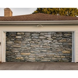 ChloropLastid Vintage Stone Brick Wall Party Garage Door Decoration Stone Brick Wall Texture Home Decors Indoor Outdoor Background Decor Banner Cover 16x7ft