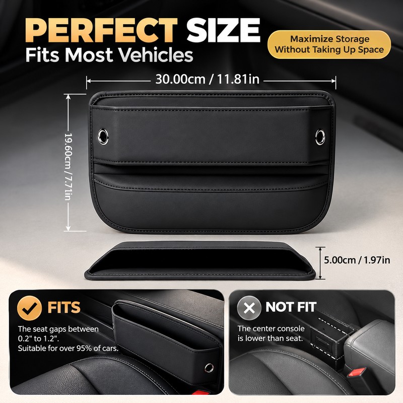 Car Seat Gap Organizer for Everyday Essentials – PU Leather