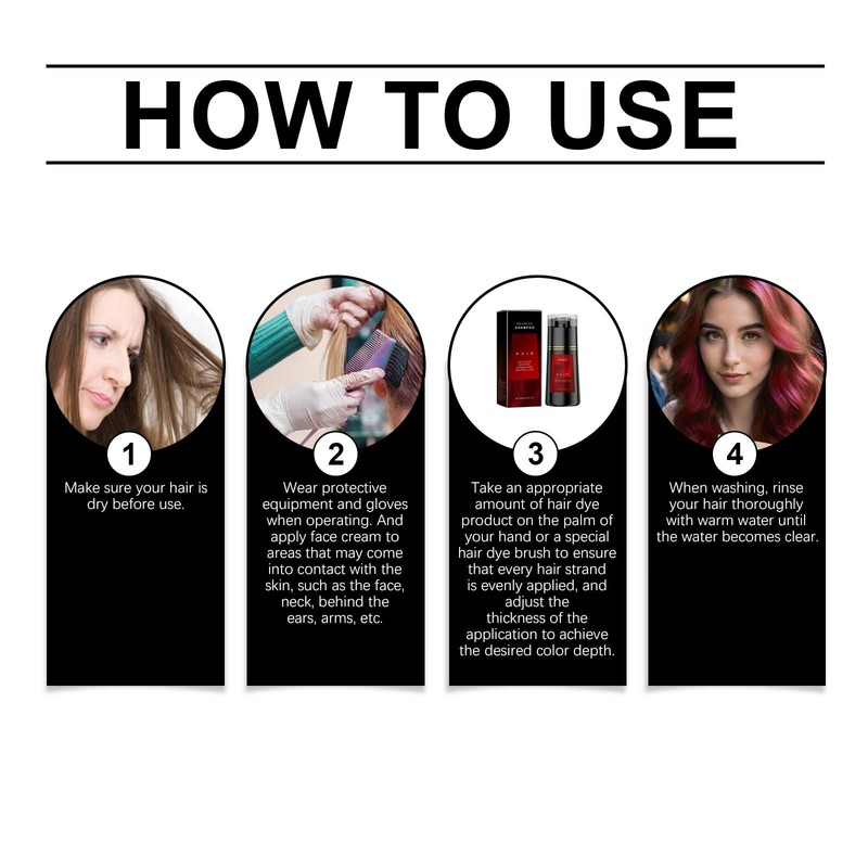 Hair Dye Shampoo, 200 Ml 3 In 1 Haarfärbeshampoo Hair