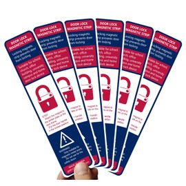 GINFH Lockdown Magnetic Strips Door Security Devices Thin Magnetic Strips School Office Emergency Easy Quick Lock Door Latch White Text Version (100)