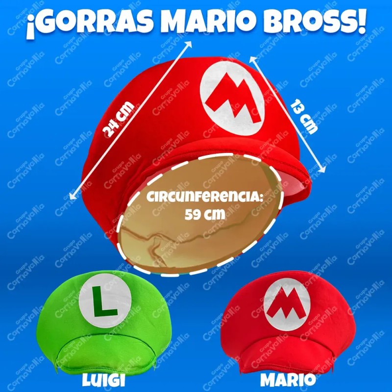 Par de Gorras Mario Bross Y Luigi Gorro Disfraz Fiesta