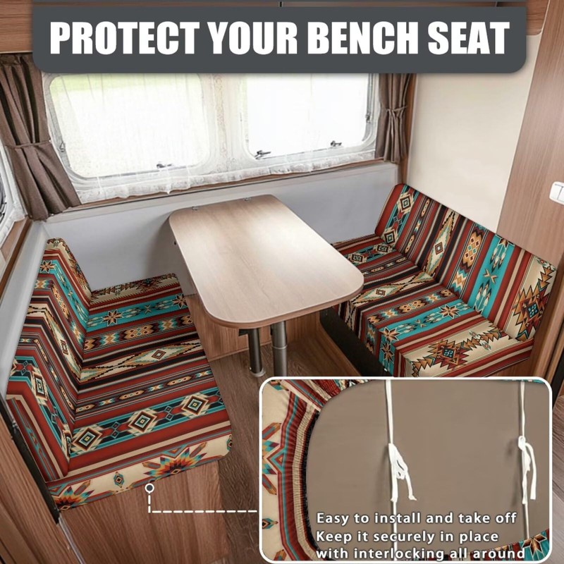Aztec RV Dinette Cushion Covers Stretch Ethnic Style Camper Cushion