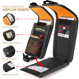 Funda Táctica para Celular con Hebilla de Brújula, Bolsa Molle Universal para Cinturón de Teléfono, Se Puede Parche de Bandera, con Ranuras para Tarjetas, para Senderismo, Cámping, Rescate. (Negro)