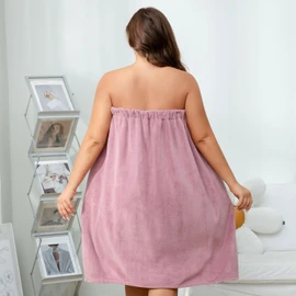 Plus Size Women's Towel Wrap with Hair Towel,Bath Wrap, Elastic Band, Fits 110-220 lbs, Soft Coral Fleece,Perfect as Shower Wrap Towel for Women or Velcro Towel Wrap Women (Purple)