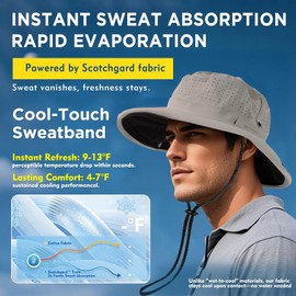 TOP-EX Mens Sun Hat Grey M/L - UV Protection Wide Brim Packable Lightweight Boonie Hat Safari Hiking Fishing Outdoor Gardening Festival Adjustable