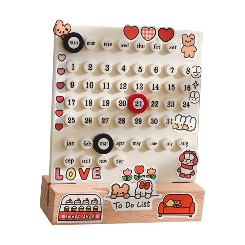 Desk Date Planner Integrated Molding Ring Table Calendar Ornaments for
