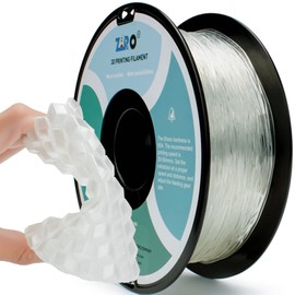 ZIRO 3D Printer Filament, Flexible TPU Filament 1.75mm, Soft Shore 95A Hardness TPU, Fit for Most FDM 3D Printers, Clear TPU 3D Printing Material, 0.8KG/1.8lbs Spool, Transparent (TPU)