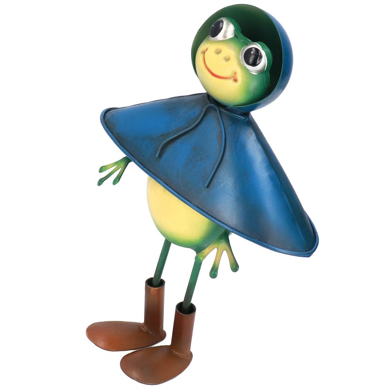 Frog Decor Cartoon Frog Sculpture Wrought Iron Animal Sculpture Garden