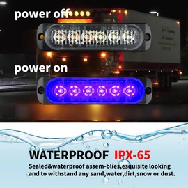 ALLLLC 6pcs LED Emergency Strobe Lights, 6 LED Warning Flashing Light Caution Construction Light For Car Truck(Blue)