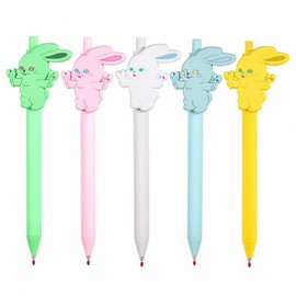 Yanmzmin 5Pcs NewJeans Pen Nwjns Bunnies Bunny Black Ink Gel Pens Writing Pens kpop New Jeans Merch Gifts Set for Students Stationery School