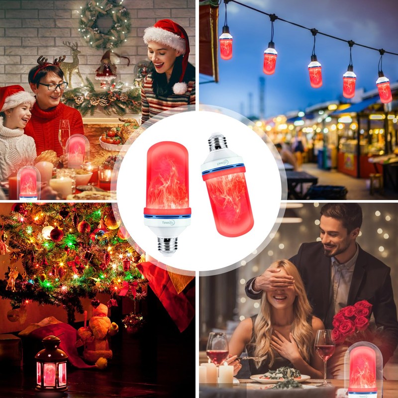 Yewclls LED Flame Effect Light Bulb, 4 Modes E26 Base