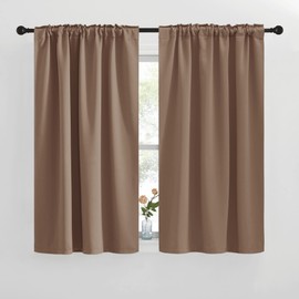 NICETOWN Blackout Curtains and Drapes for Kitchen - (Cappuccino Color) 42 inches Wide by 50 inches Long, 2 Panels Set, Thermal Insulated Blackout Window Drapes