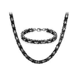 JewelryWe Jewellery, Stainless Steel Necklaces and Bracelets for Men, Silver-white Bracelets, Bracelets 8 mm Wide and 21.5 cm Long, Necklace 56 / 61 / 66 cm [Customisable], Stainless Steel