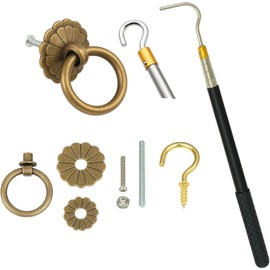Attic Ladder Pull Down System Kit with Retractable Extension Pole (15-64 Inch), Vintage Copper Pulls Handles& Durable Hardware, Cordless Replacement for Attic Stairs Accessories, Easy Install Tool Set