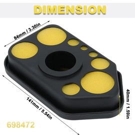 ZAMDOE 698369 Air Filter 698472 Filter Cover for Briggs Stratton 3.5-4.5 HP Classic Sprint Quattro Engine 698369 30-919 493492 497628 with Spark Plug Gasket Carburetor Diaphragm Governor Spring