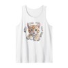 Funny Orange Tabby Cat Torn Fabric Tank Top
