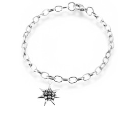 C21 Small Edelweiss fine lead free English Pewter charm on a belcher link chain anklet bracelet