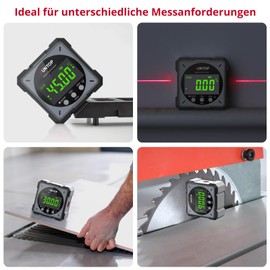 XUNTOP USB Charging Digital Level Box Angle Finder with Electronic Laser, 4-Side Strong Magnetic Angle Gauge IP54 Waterproof Inclinometer Level, Craftsman's Choice for Woodworking Renovations-Gray